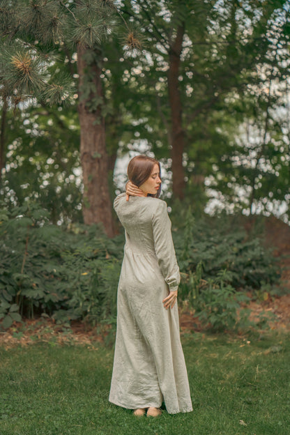 Amal Embroidered Cotton Maxi Dress - Sage