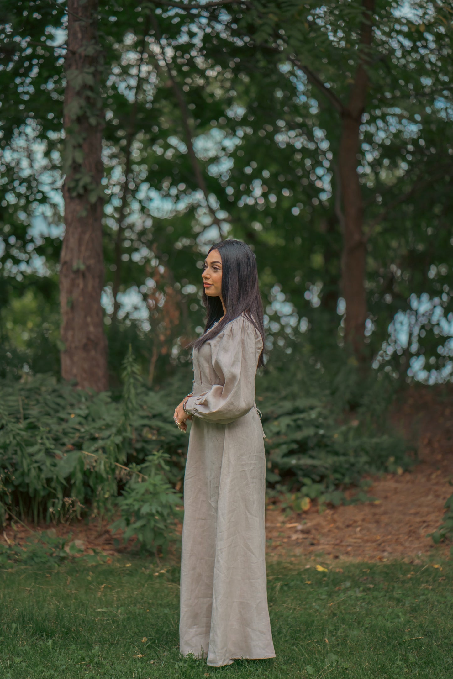 100% Linen Aira Maxi Dress - Sand