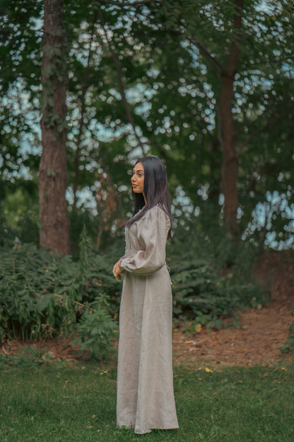 100% Linen Aira Maxi Dress - Sand