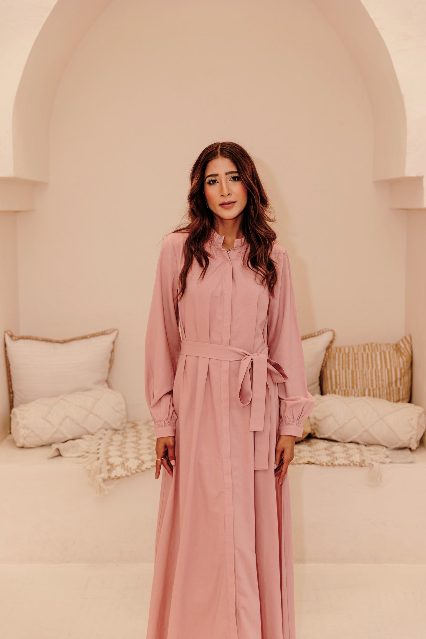 Zoya Linen Blend Shirt Dress - Blush
