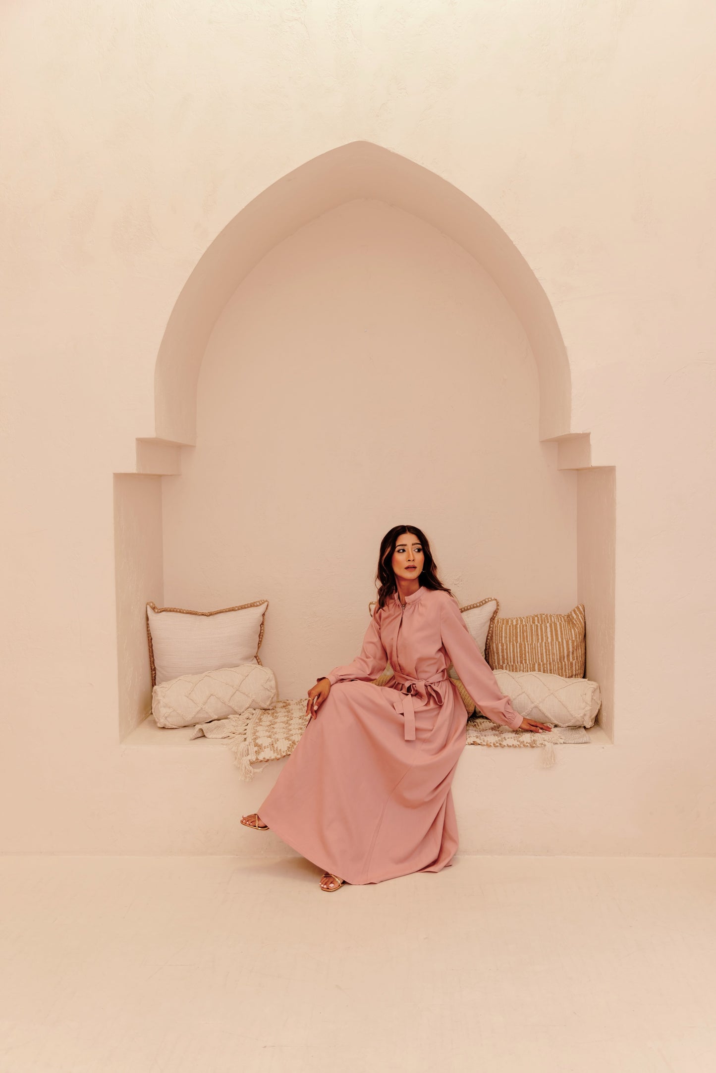 Zoya Linen Blend Shirt Dress - Blush