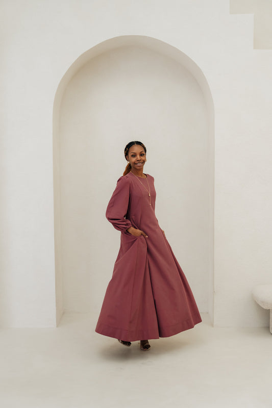 Inayah Cotton TENCEL„ Maxi Dress - Bordeaux