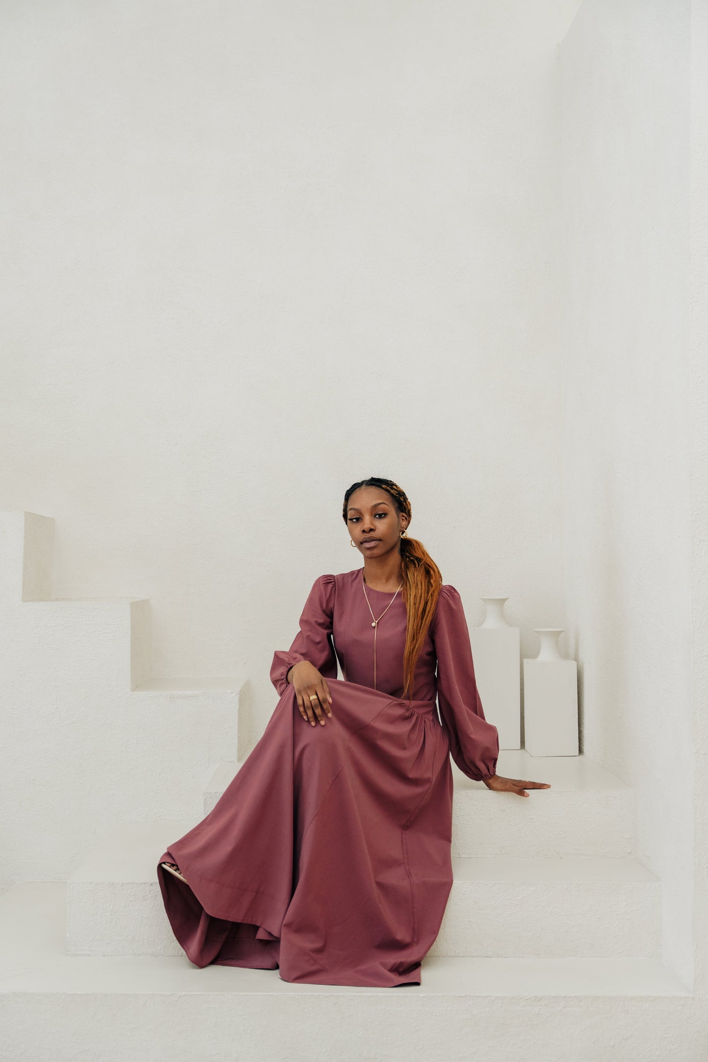 Inayah Cotton TENCEL„ Maxi Dress - Bordeaux