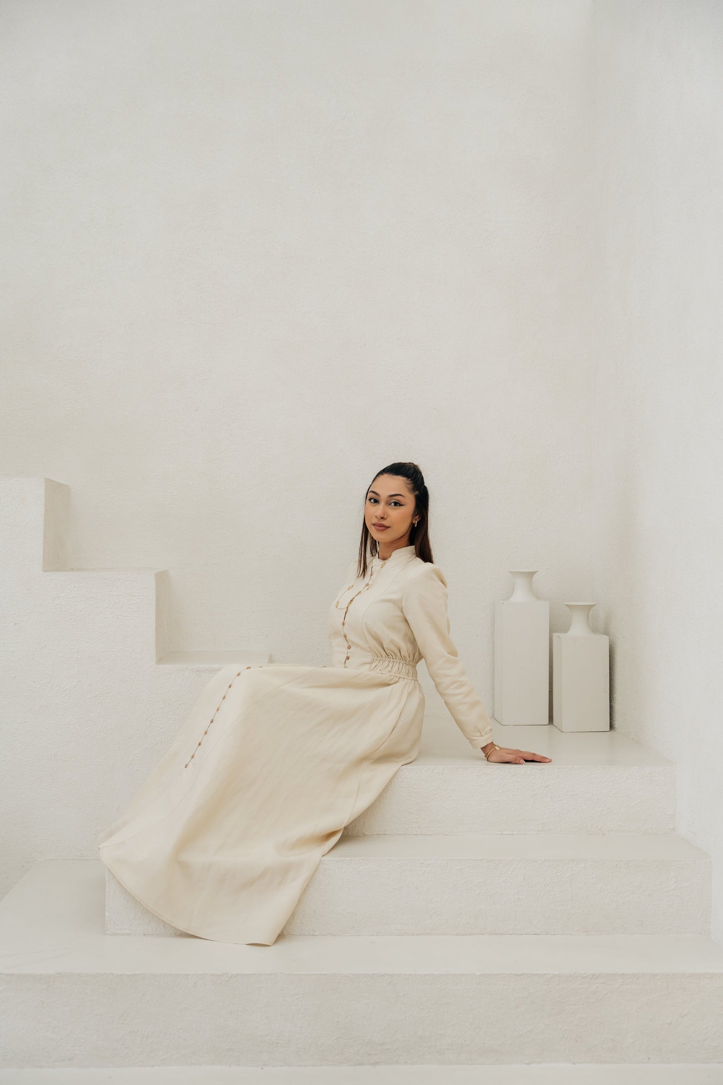 Lara Linen TENCELâ„¢ Maxi Dress - Almond Butter