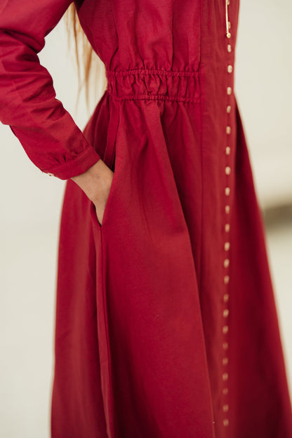 Lara Linen TENCEL„ Maxi Dress - Aesthetic Maroon